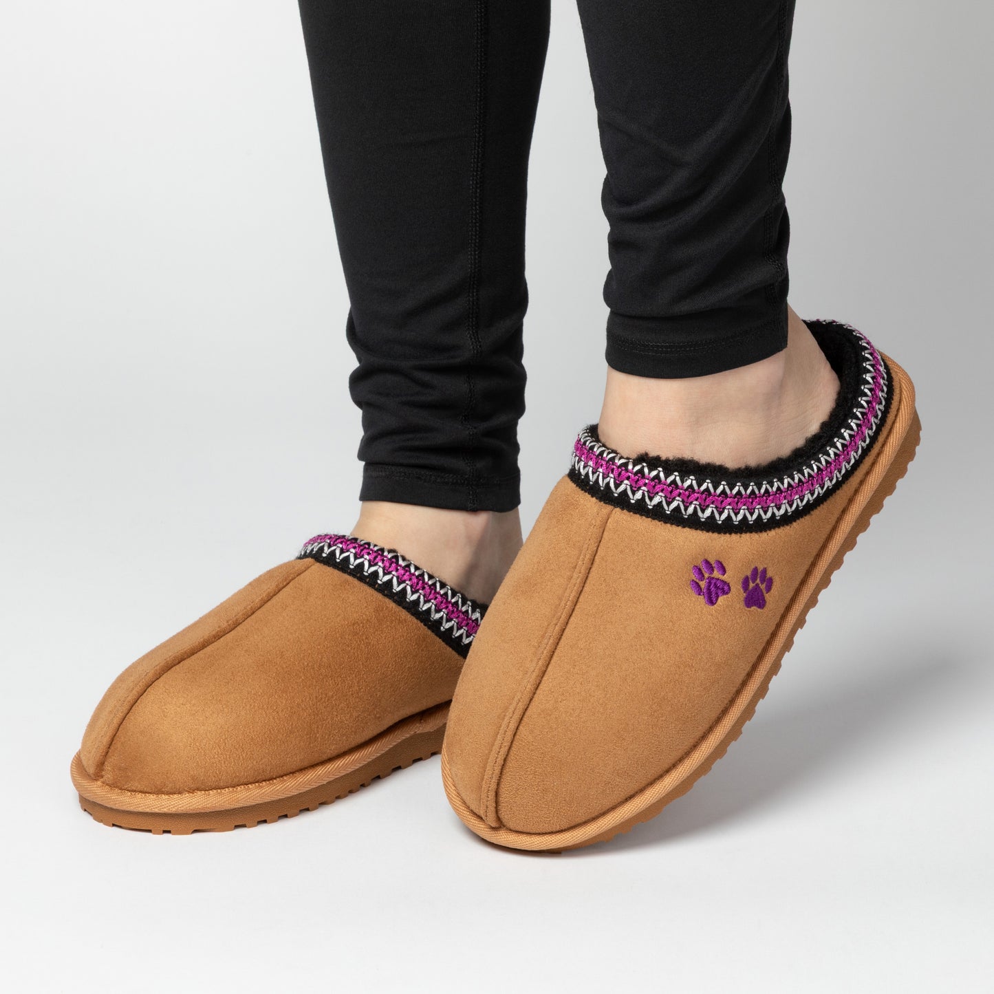 Paw Print Embroidered Indoor/Outdoor Slide-in Slipper Shoes