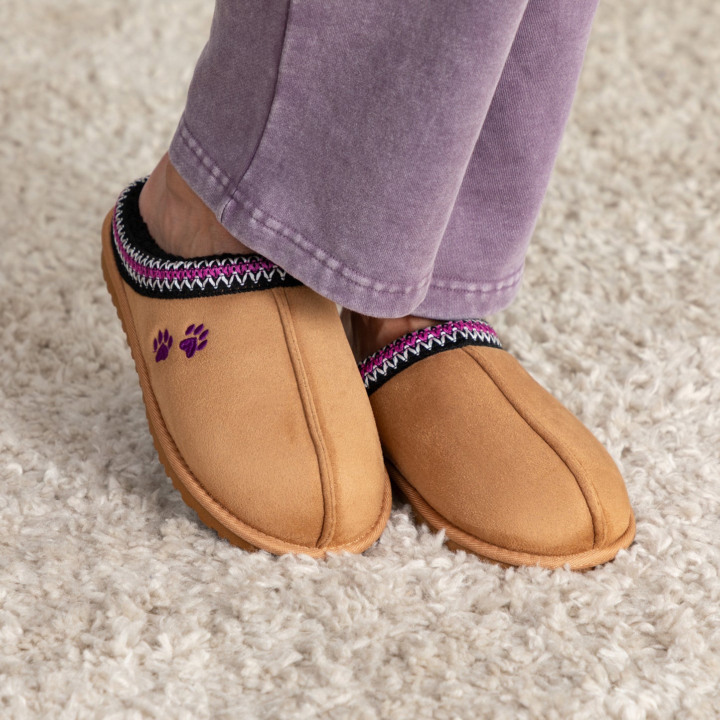 Paw Print Embroidered Indoor/Outdoor Slide-in Slipper Shoes