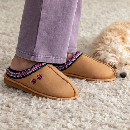 Paw Print Embroidered Indoor/Outdoor Slide-in Slipper Shoes