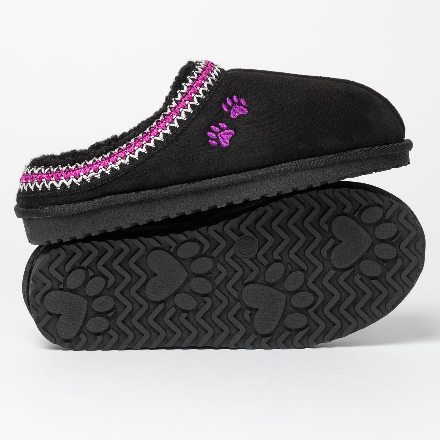 Paw Print Embroidered Indoor/Outdoor Slide-in Slipper Shoes