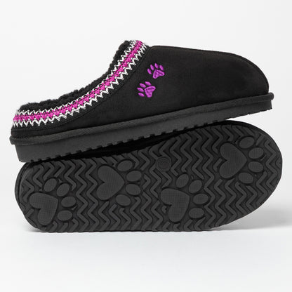 Paw Print Embroidered Indoor/Outdoor Slide-in Slipper Shoes