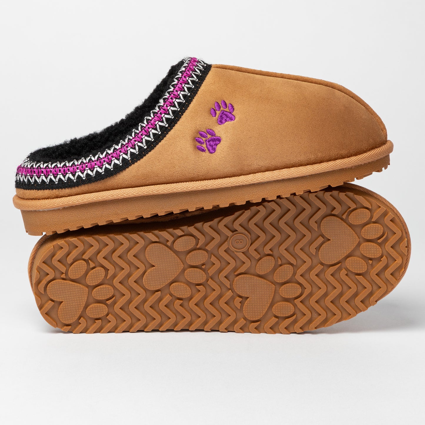 Paw Print Embroidered Indoor/Outdoor Slide-in Slipper Shoes