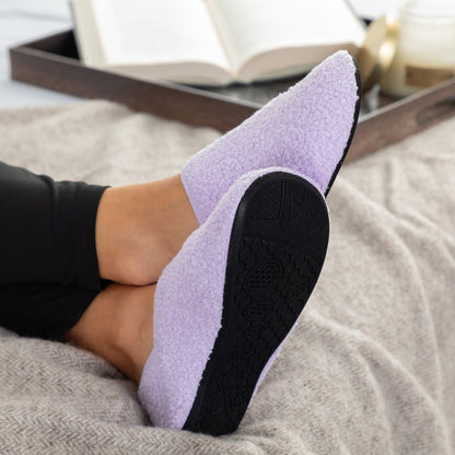 Paw Print Teddy Fleece Packable Slippers