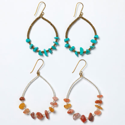 Kenyan Hand-Beaded Stone Drop Earrings