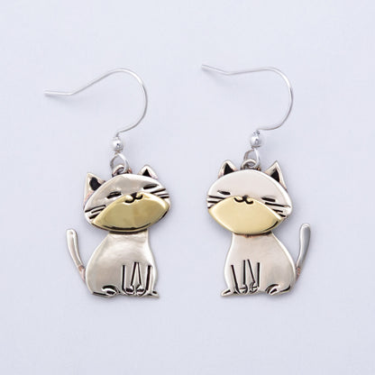 Cat & Dog Mixed Metal Earrings | Handmade, Fair Trade