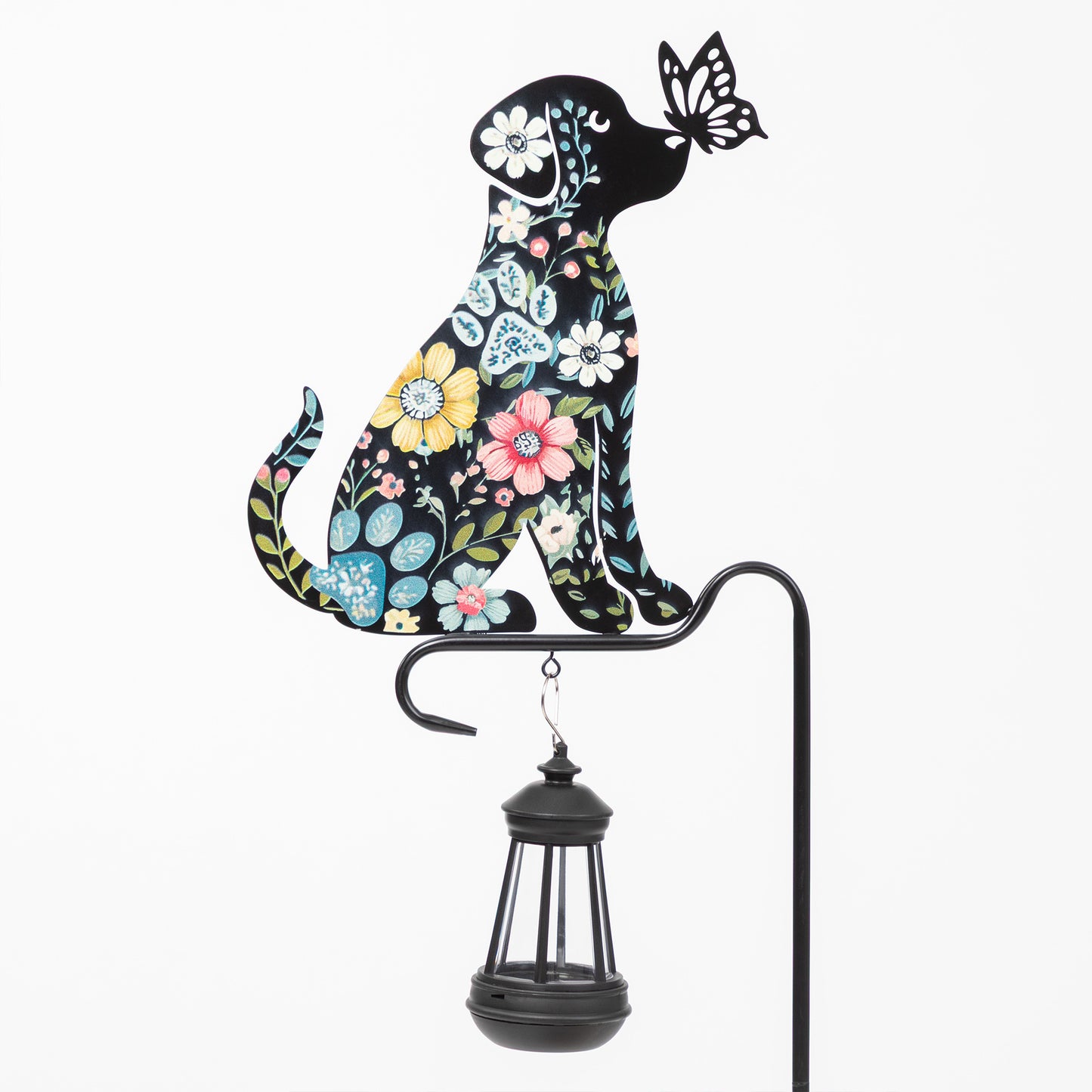 Floral Pet Silhouette Solar Light Garden Stake