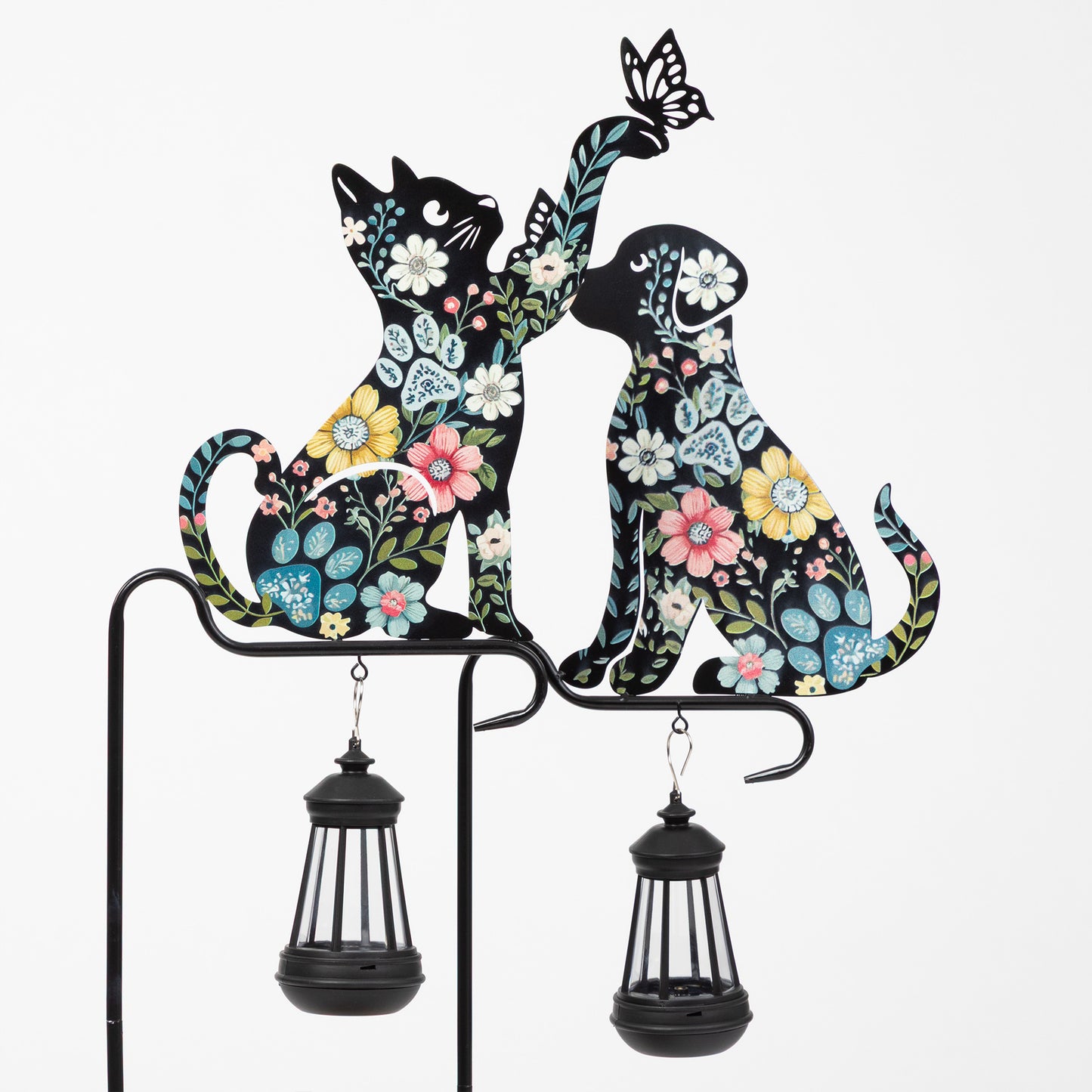 Floral Pet Silhouette Solar Light Garden Stake
