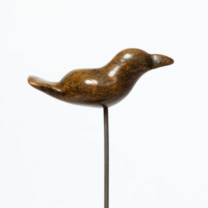 Hand-Carved Serpentine Stone Bird Garden Stake