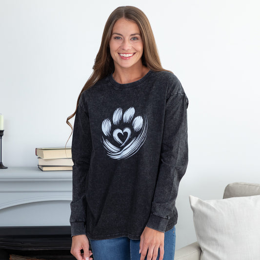 Paw of Love Mineral Wash Long Sleeve Tee