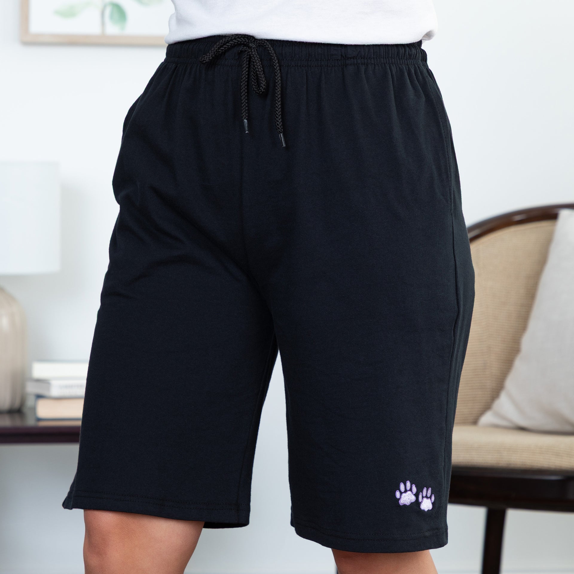 Pet Embroidered 100% Cotton Board Shorts with Pockets