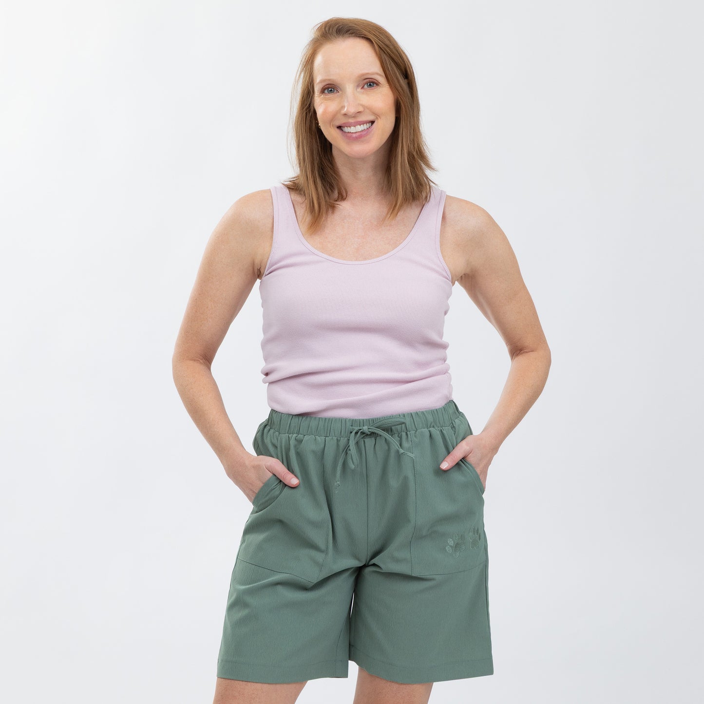 Paw Print Lightweight Long Shorts with Pockets - 7.5-inch Inseam