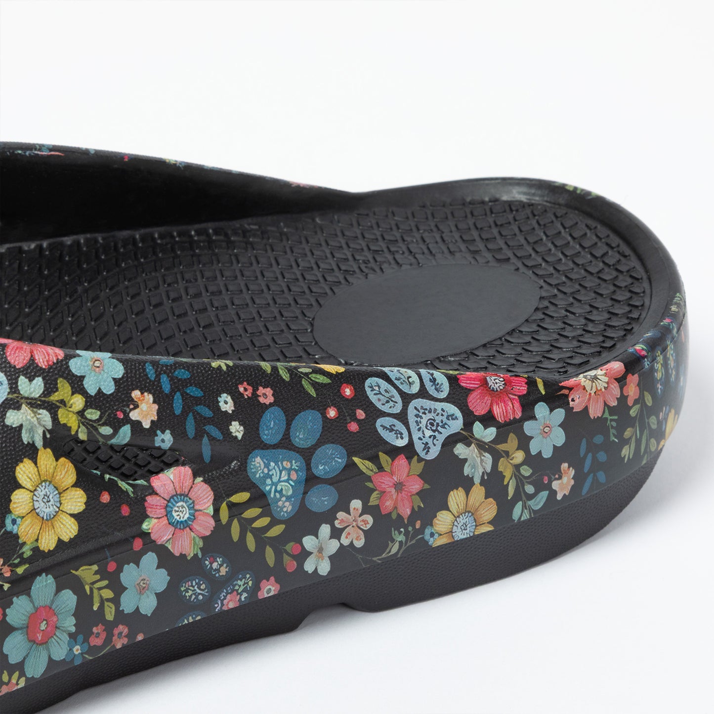 Floral-patterned shoe sole on a white background