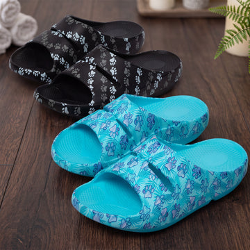 2 Designs Paw Print Recovery Shock-Absorbing Traction Slide Sandals