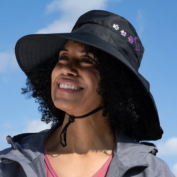 Paw Print UPF 50+ Waterproof Ponytail Sun Hat with Neck Protection