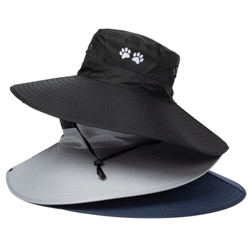 Adjustable UPF 50+ Wide Brim Paw Print Sun Hat