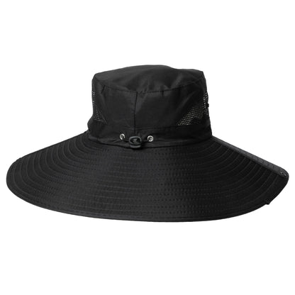 Black wide-brimmed hat on a white background