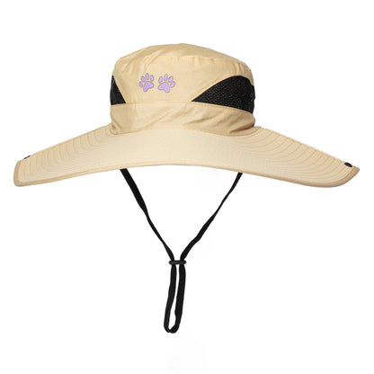 Adjustable UPF 50+ Wide Brim Paw Print Sun Hat
