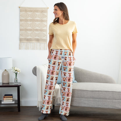 Highland Cow Quilt Lounge Pants with Pockets