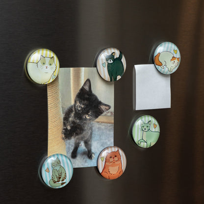 Decorative Pet Lover Fridge Magnets | 6 Piece Cat & Dog Magnet Set with Rustic Metal Gift Tag