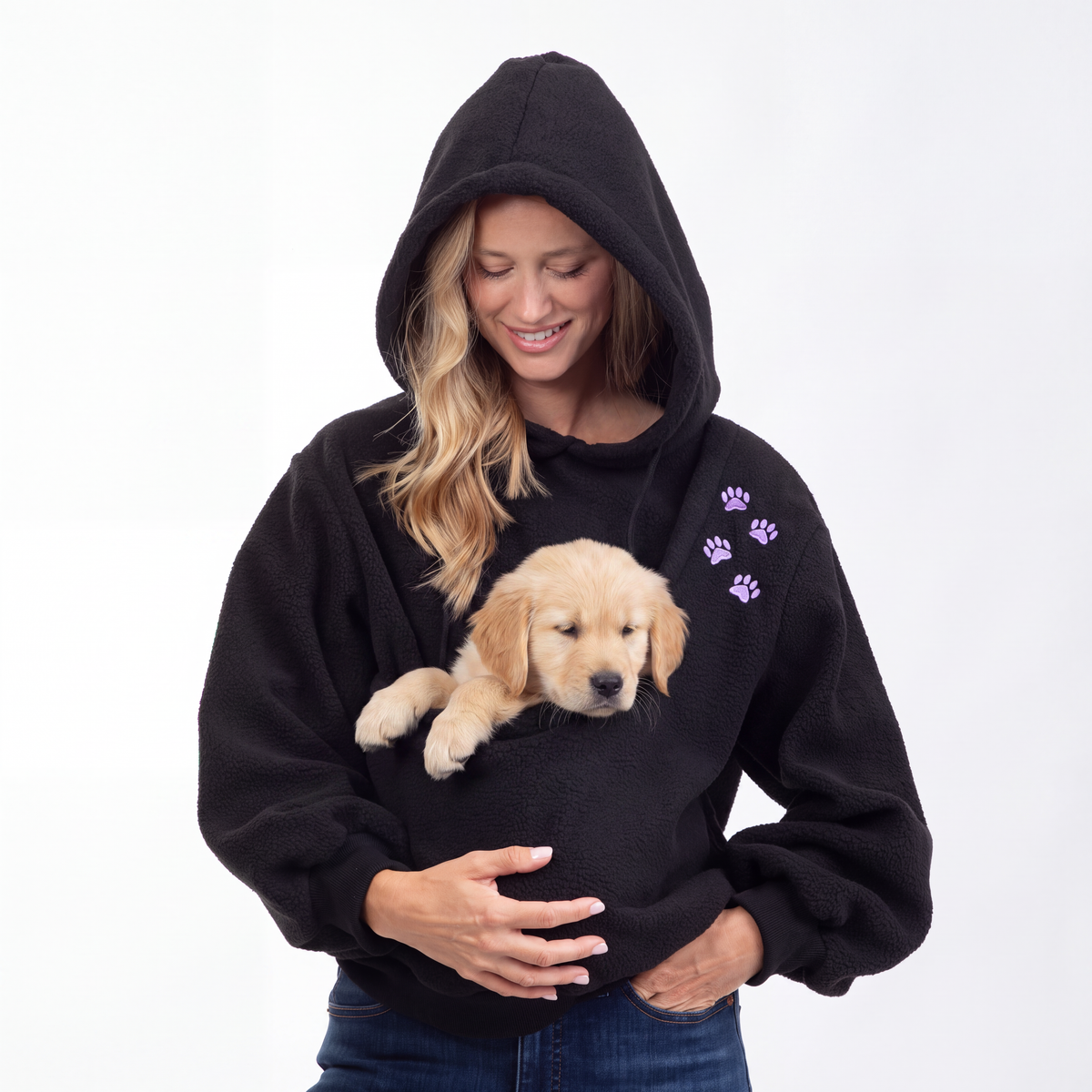 Pet Carrier Hoodie Sweatshirt | Fleece Dog & Cat Sling Hoodie with Front Pocket