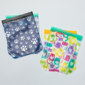 2 Designs Reusable Food Storage Bags Set of 2 | Airtight Leakproof BPA-Free Freezer-Safe Reusable Bags