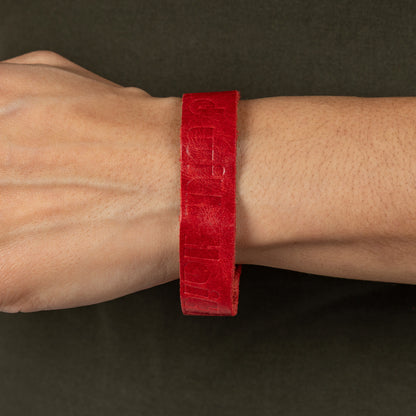 Recycled Leather Stand With Haiti Bracelet