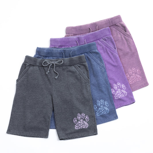 Purple Paw Burnout Board Shorts