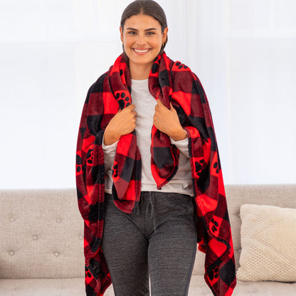 Super Cozy&trade; Fleece Paw Print Throw Blanket