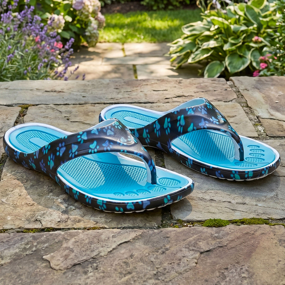 Women's Walking Paws Flip Flops | Paw Print Sandals | GreaterGood