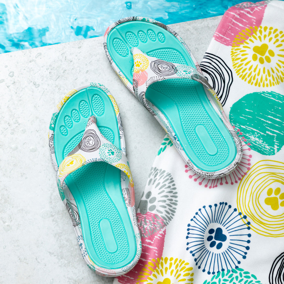 Women's Walking Paws Flip Flops | Paw Print Sandals | GreaterGood