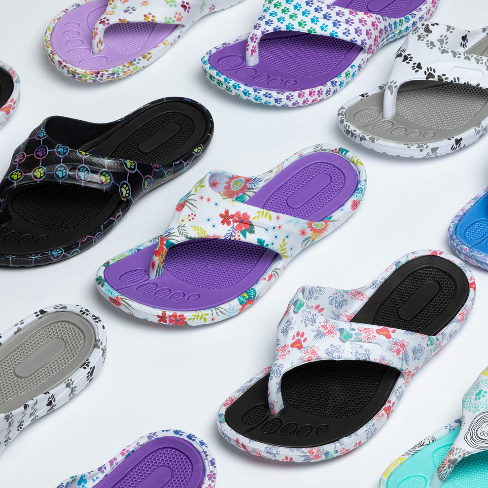 Floral Bearpaw Flip Flops