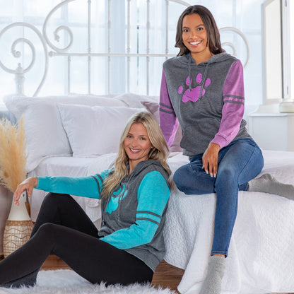 Purple Paw Stripe Burnout Pullover Hoodie