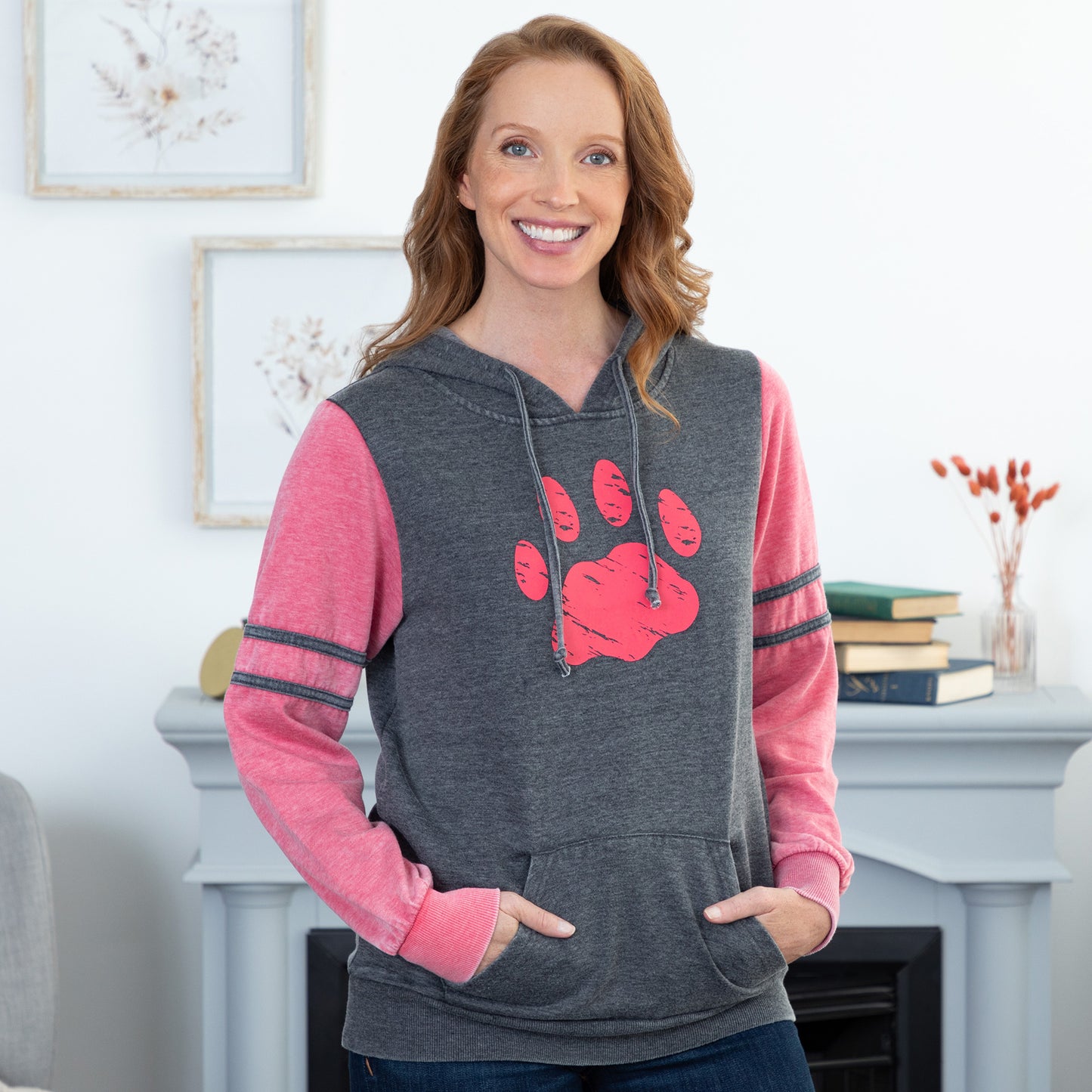 Purple Paw Stripe Burnout Pullover Hoodie