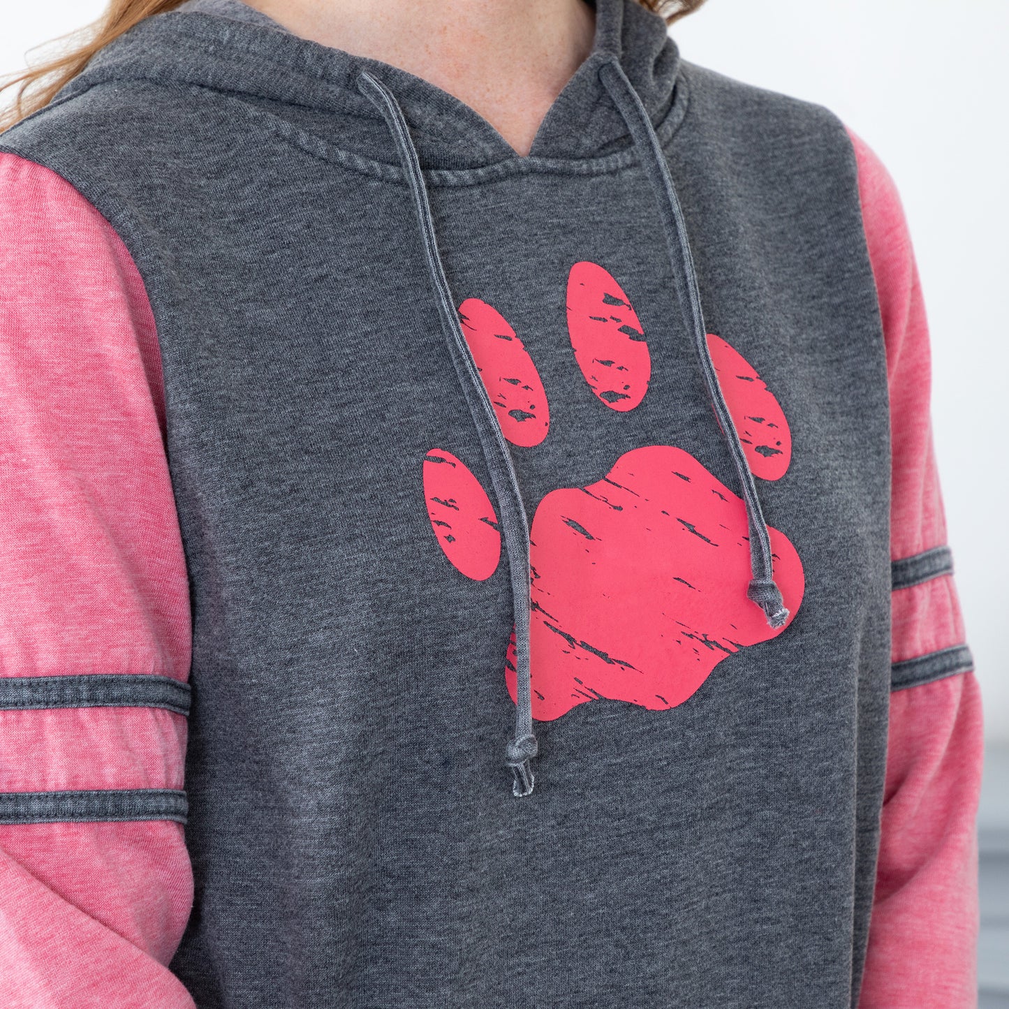 Purple Paw Stripe Burnout Pullover Hoodie