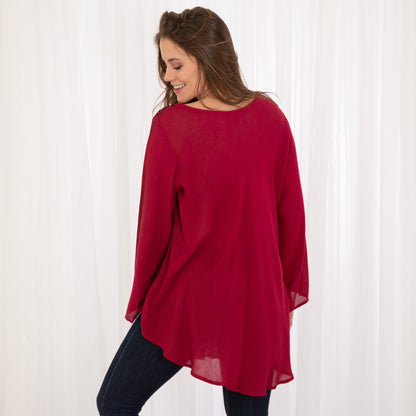 Scarlet Dragonfly Long Sleeve Tunic | Fair Trade