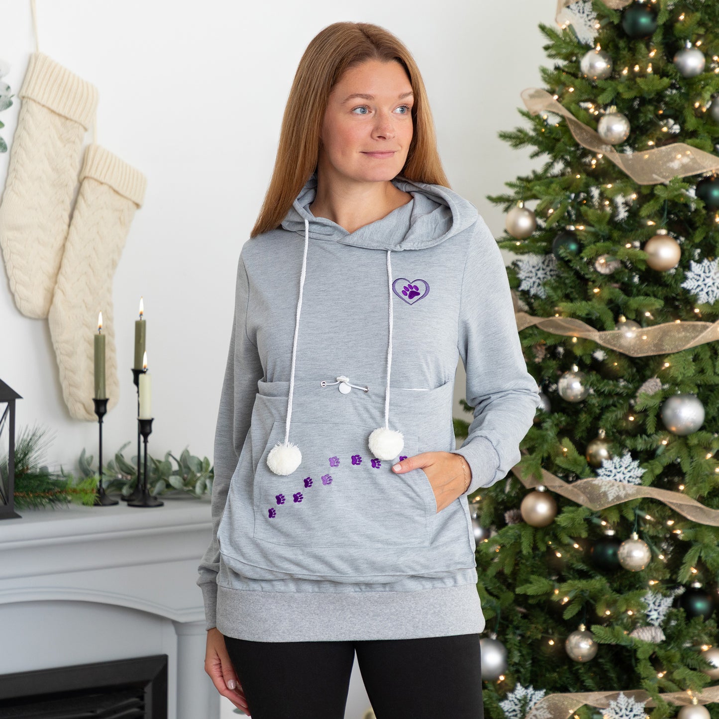Purple Paw Pet Pouch Hooded Sweatshirt