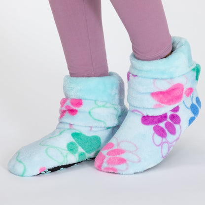 Super Cozy&trade; Paw Print Fleece Slipper Booties