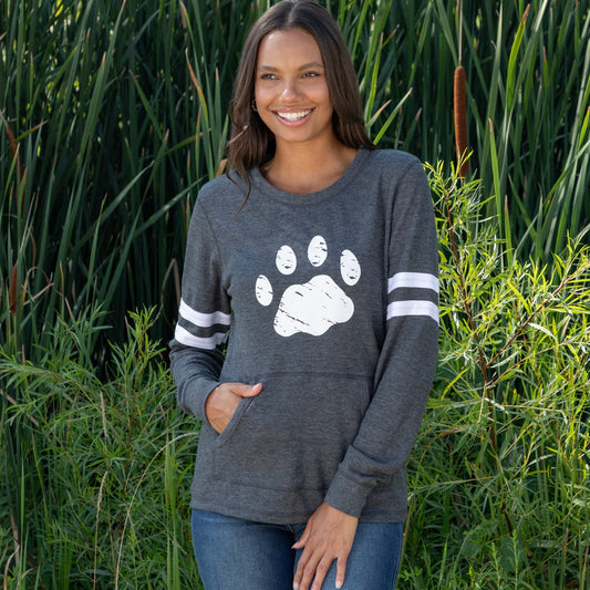 Paw Stripe Thermal Long Sleeve Top