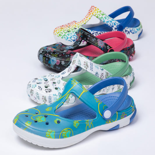 6 Designs Multicolored Mary Jane Clogs