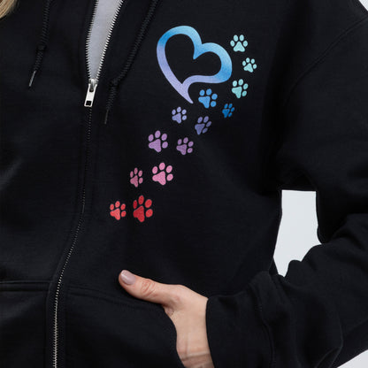 Rainbow Paws To My Heart Heavy Blend Zip Hoodie