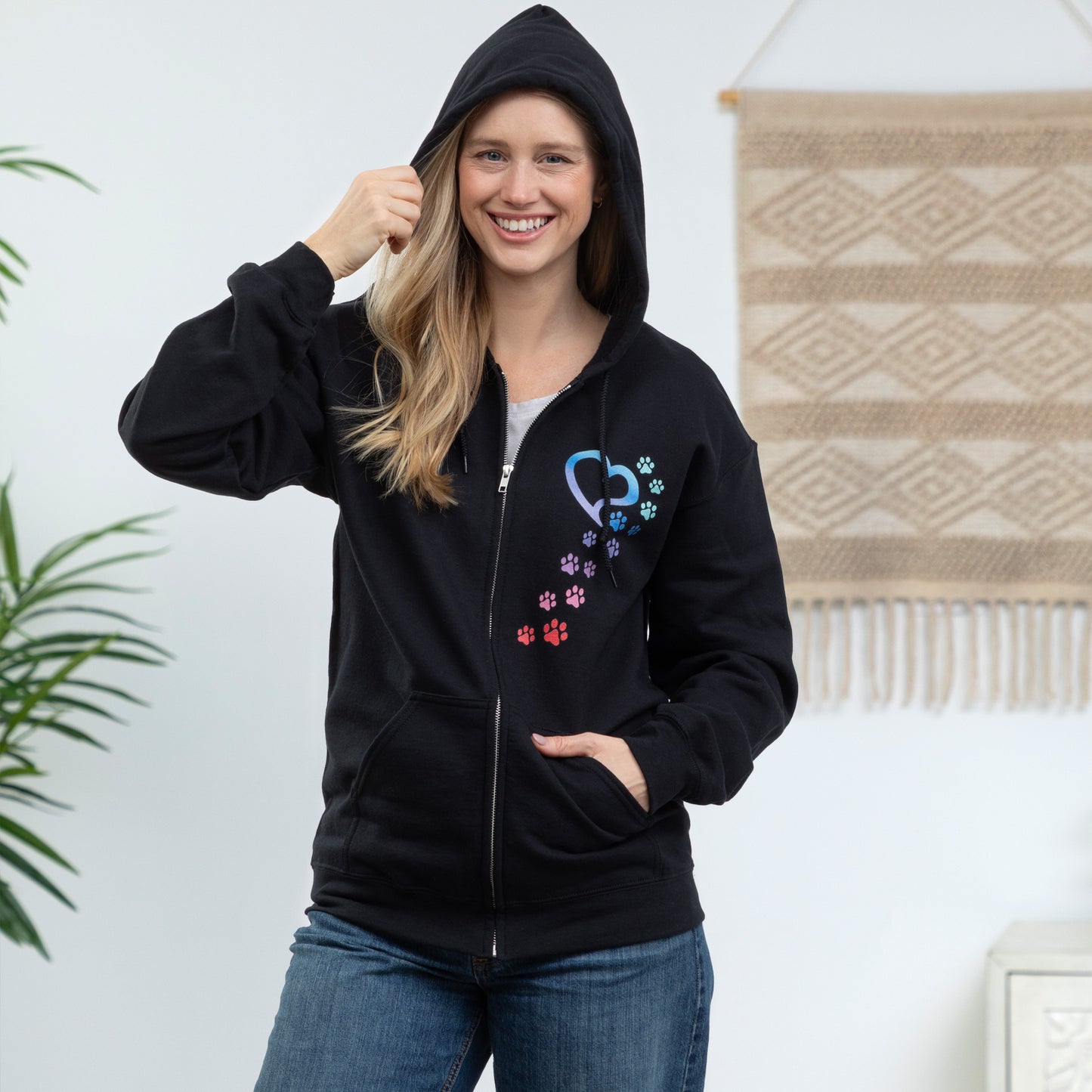 Rainbow Paws To My Heart Heavy Blend Zip Hoodie