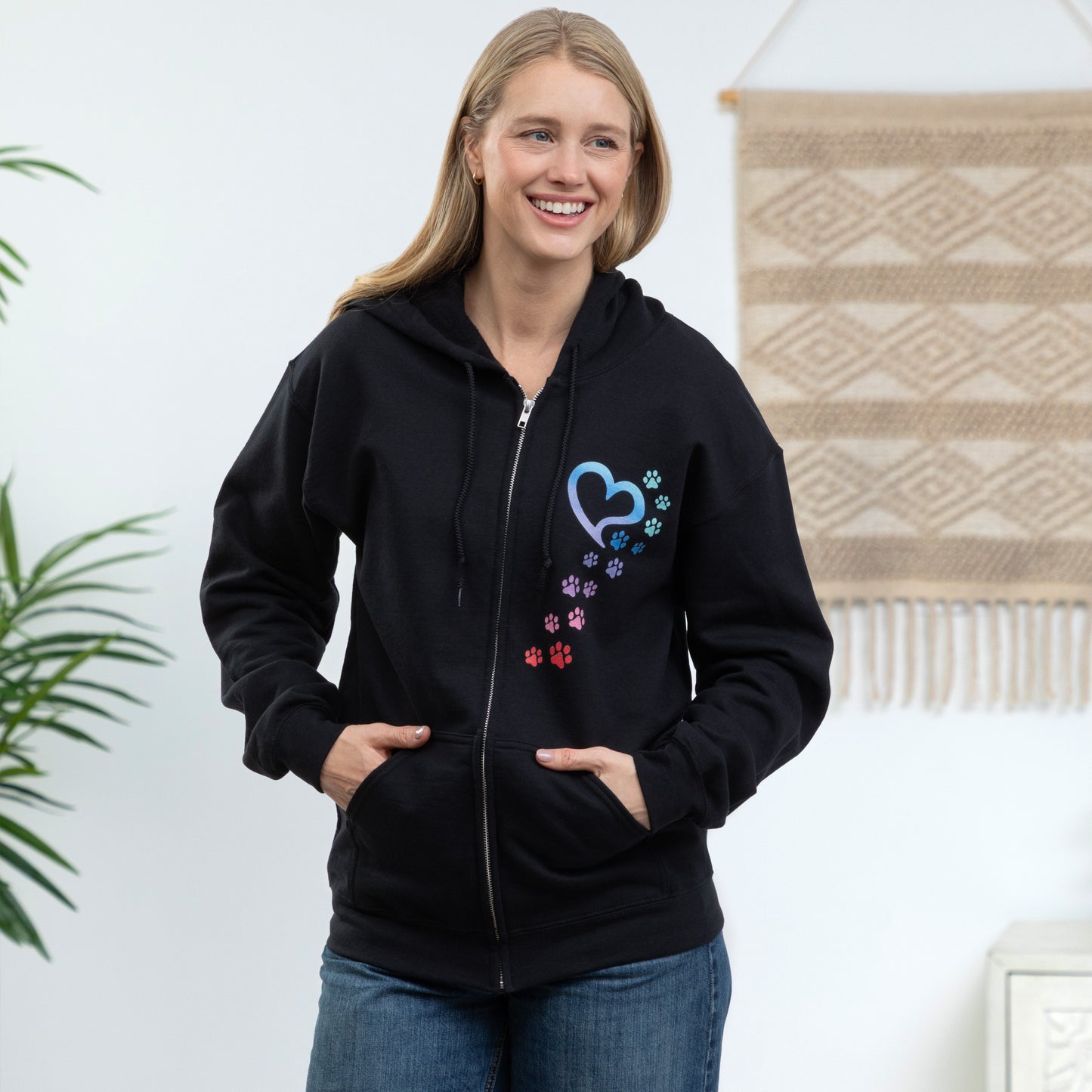 Rainbow Paws To My Heart Heavy Blend Zip Hoodie