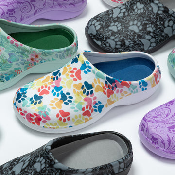 4 Designs Paw Print Garden Clogs