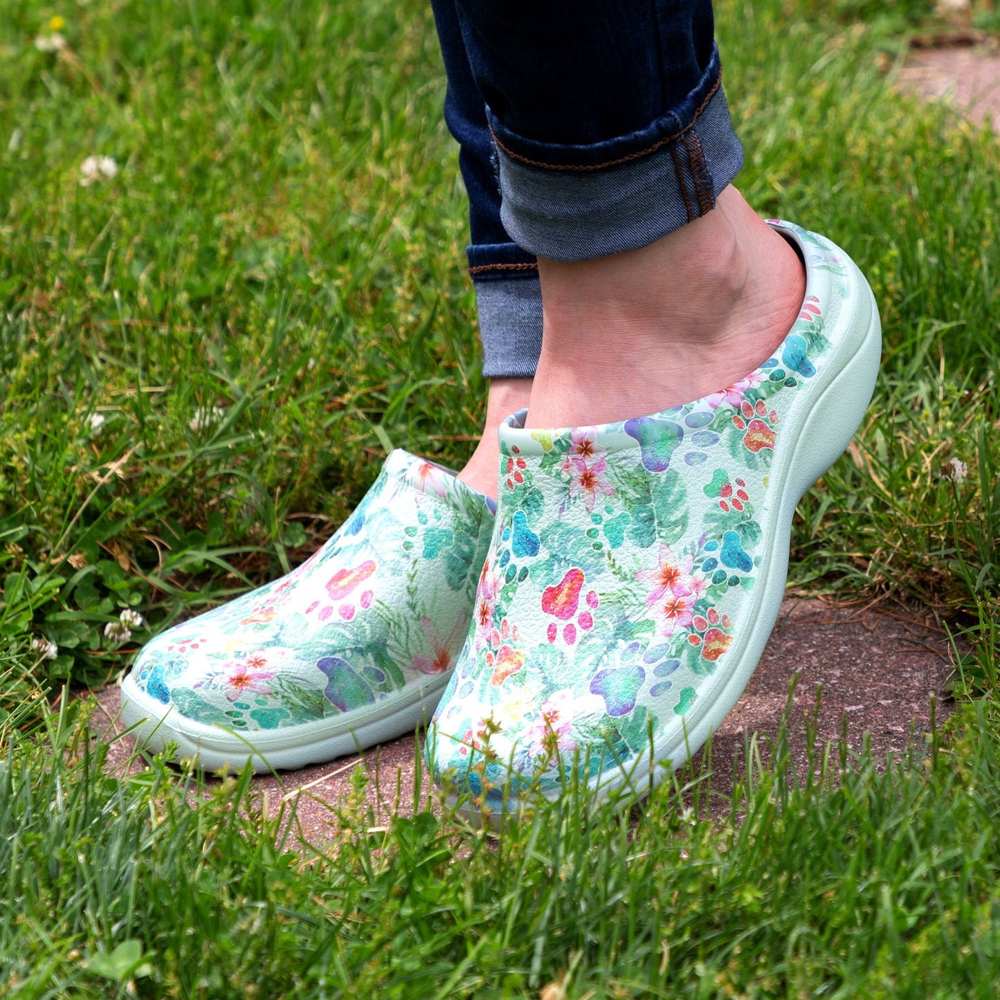 Paw Print Garden Clogs