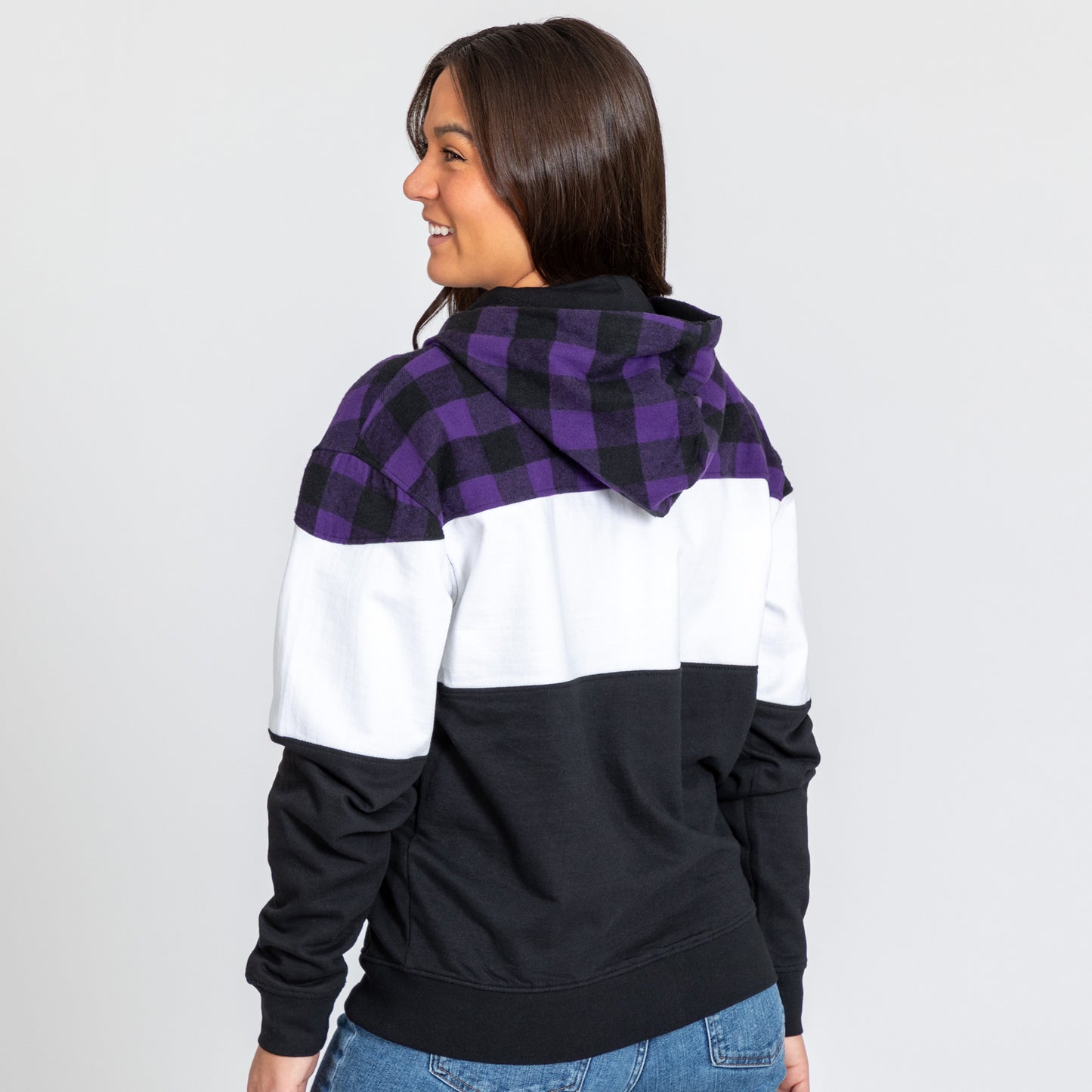 Paw Print Plaid Zip Hoodie