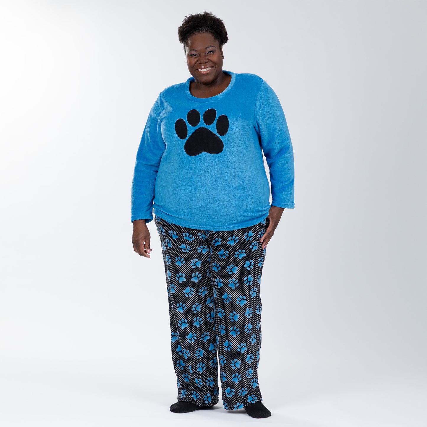 Gradient Paws & Polka Dot Pajama Set