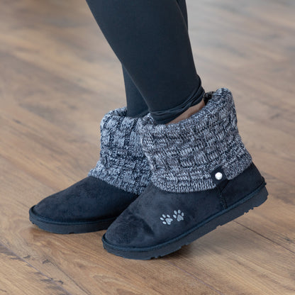 Paw Print Cozy Knitted Ankle Boots