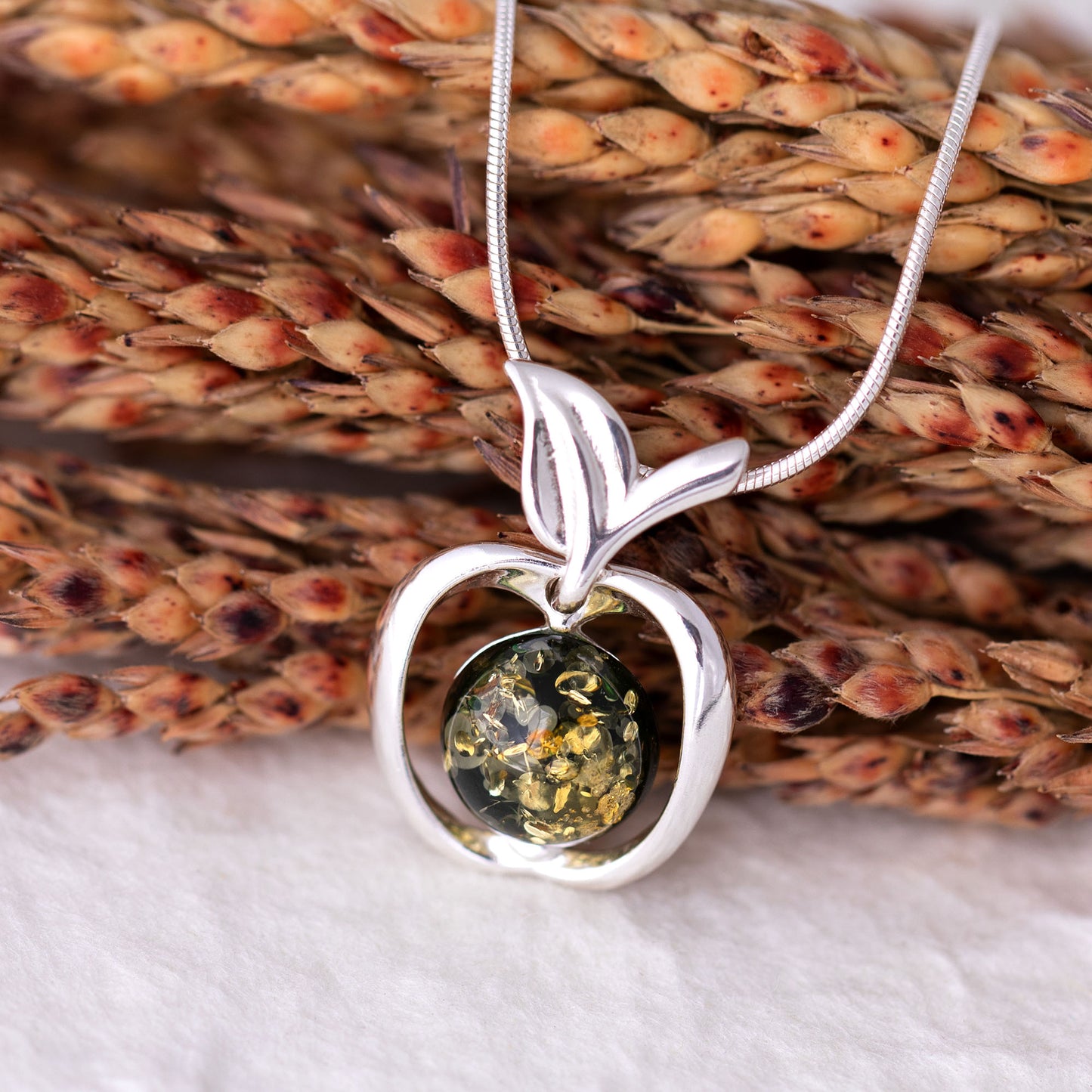 Sterling & Amber Apple Necklace