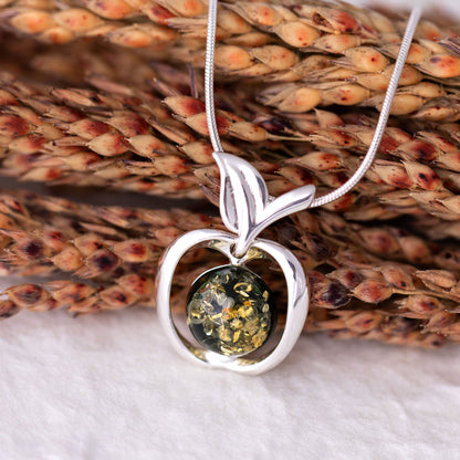 Sterling & Amber Apple Necklace