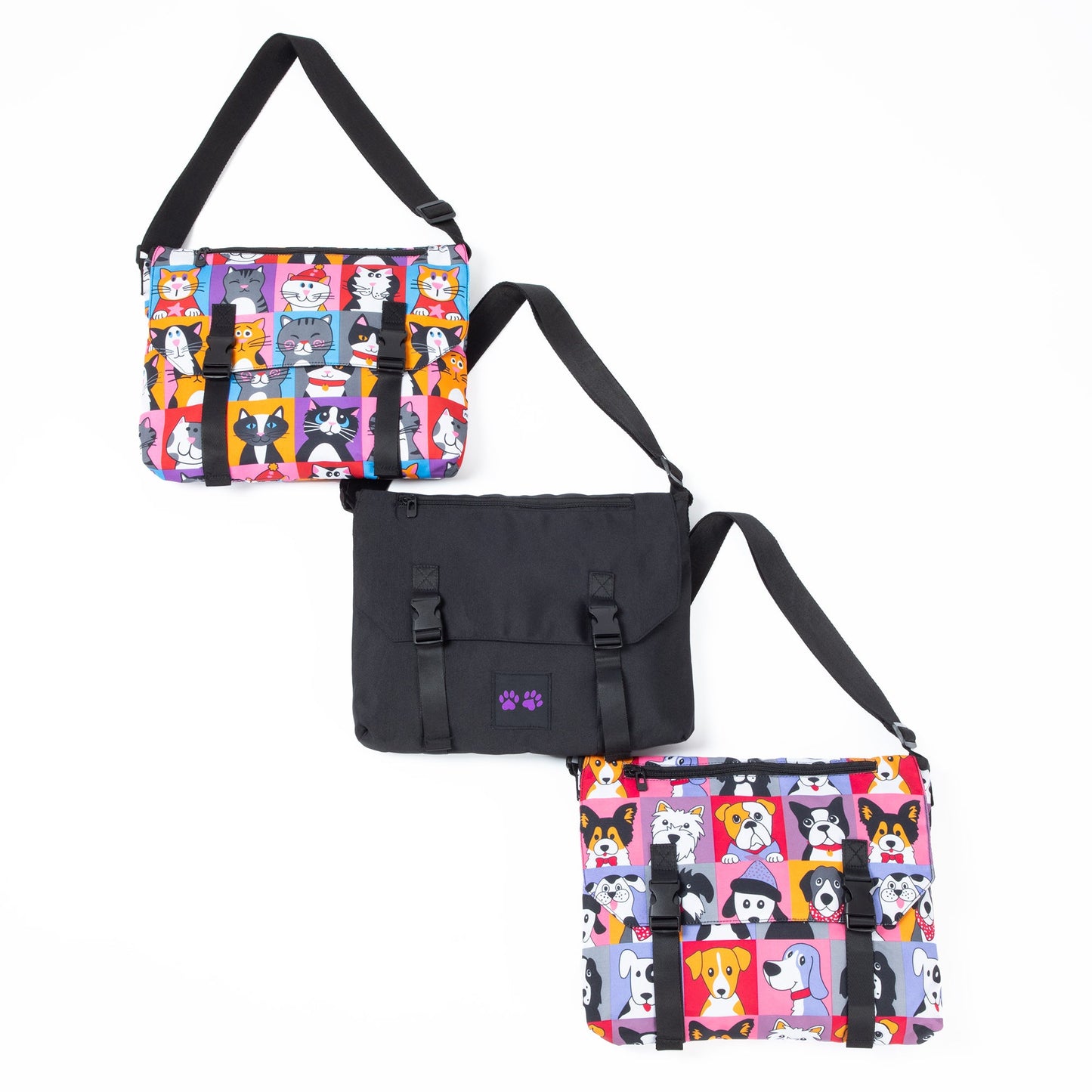 Pet Portrait & Paws Messenger Bag